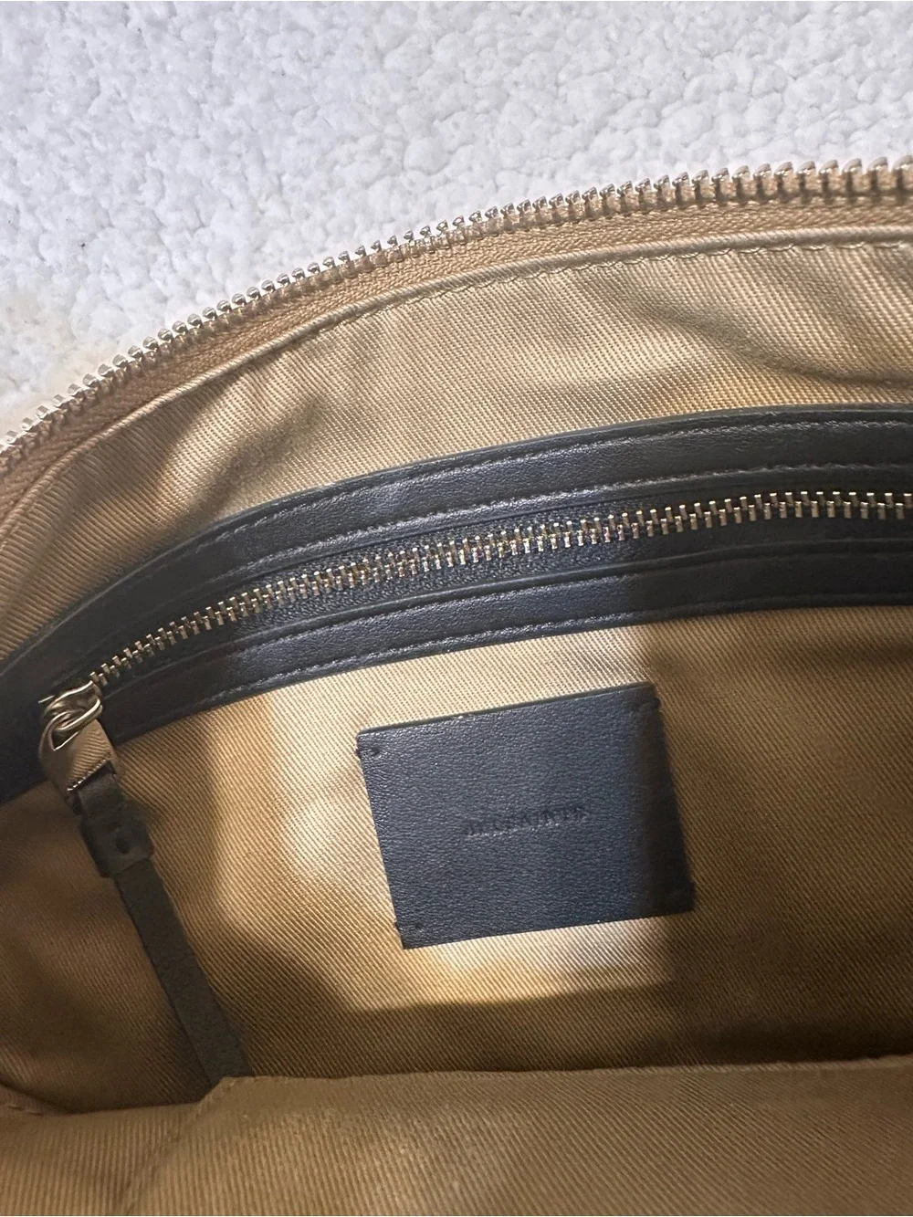 All Saints Tan Crescent Leather Crossbody Bag